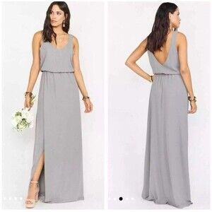 Show Me Your Mumu Small Kendall Maxi Dress Long Soft Charcoal Crisp Bridesmaid